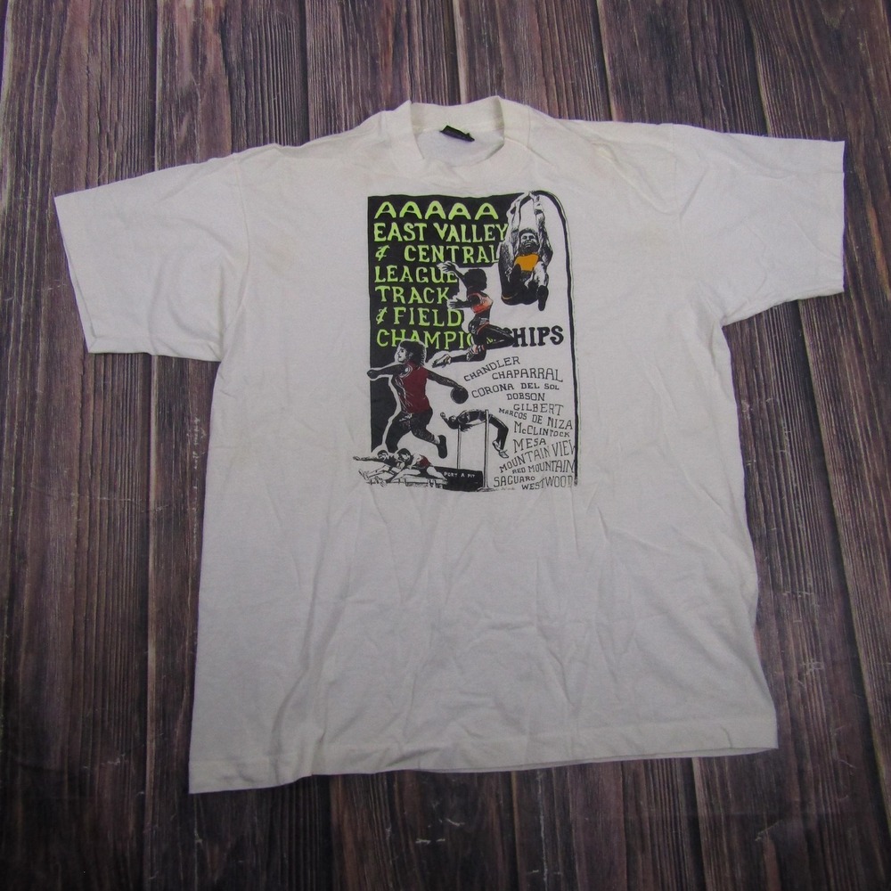 Vintage Screen Stars Best Shirt Mens XL White Track & Field Single‎ Stitch 90s